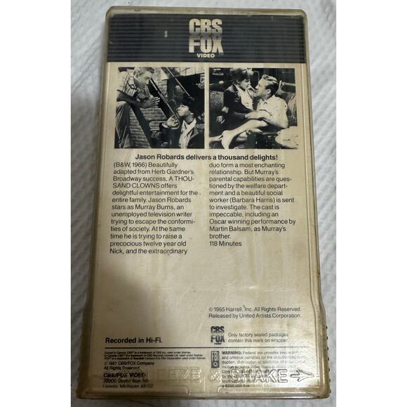A Thousand Clowns VHS MOVIE MAGNETIC VIDEO Jason Robards Barbara Harris B&W RARE - Picture 2 of 4